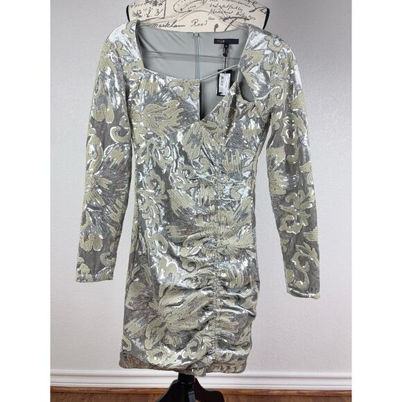 B57 Maje Sheath Mini Dress Womens Small Velvet Sequins  Red Carpet Glam Sparkly - Picture 4 of 9